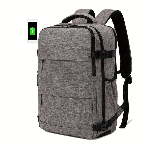 Planet Gates grey Men's Travel Backpack, Waterproof Computer Backpack, With Shoe Compartment, Computer Carry-on Backpack