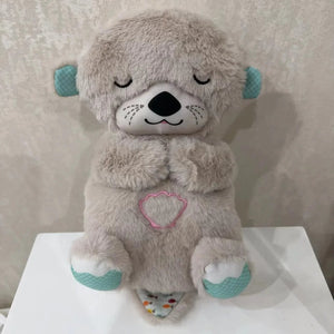 Planet Gates Grey New Baby Breath Baby Bear Soothes Otter Plush Toy Doll Toy Child Soothing Music Sleep Companion Sound And Light Doll Toy Gifts