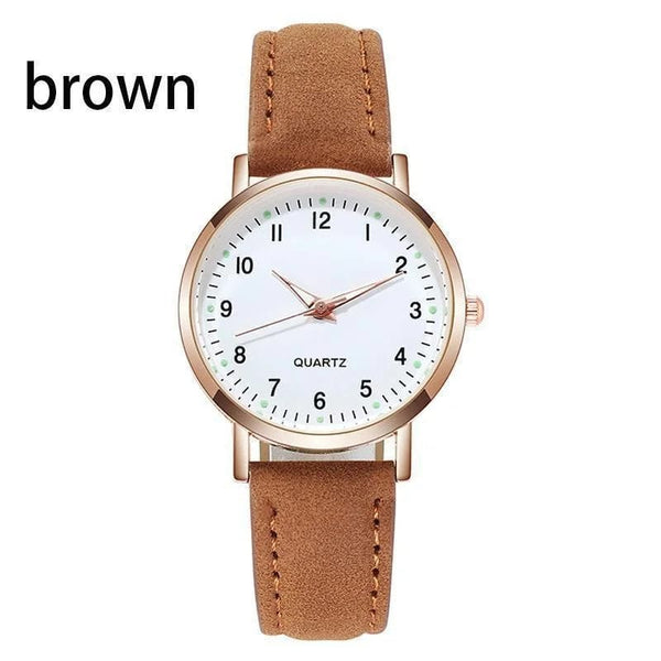 Planet Gates grey / No Ladies Diamond-studded Luminous Retro Female Watch Leather Belt Quartz Watch Women Simplicity Casual Decoration Wristwatches