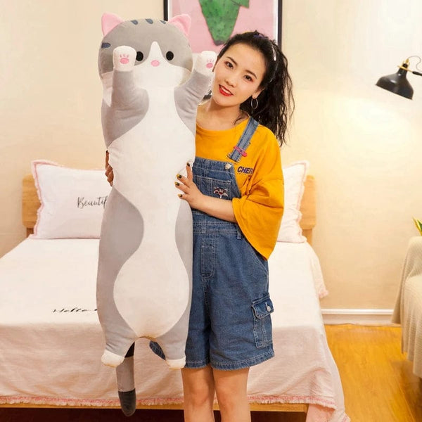 Planet Gates Grey only Skin / 130CM 50-130CM Long Cat Plush Toys Cute Animal Cat Creative Long Soft Toys Office Break Nap Sleeping Pillow Stuffed Gift Doll for Kids