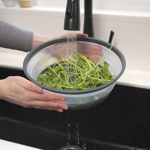 Planet Gates grey / PP (solid Color Part) +TPR (translucent Part) 1pc BPA-Free Collapsible Microwave Food Cover with Steam Vent and Strainer - 10.5 Inch Round with Handle - Perfect for Fruits and Vegetables (Grey)