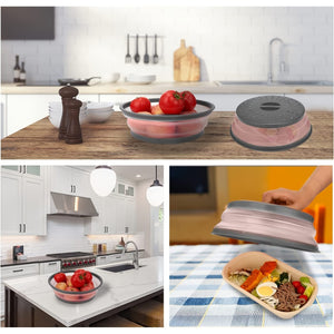 Planet Gates grey / PP (solid Color Part) +TPR (translucent Part) 1pc BPA-Free Collapsible Microwave Food Cover with Steam Vent and Strainer - 10.5 Inch Round with Handle - Perfect for Fruits and Vegetables (Grey)