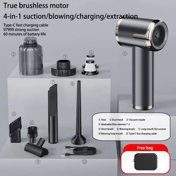 Planet Gates Grey Pro 2hepa Bag Xiaomi 5 in 1 Car Vacuum Cleaner 1990000PA Powerful Handheld Cleaning Machine for Home Appliance Car Cleaner Wireless Portable