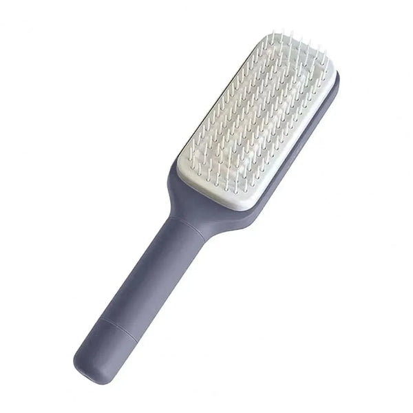 Planet Gates Grey Rotating Comb Long Handle Anti-static Scalp Massage Hair Comb for Women Self Hair Brush with Retractable Comb Hairdressing Tool