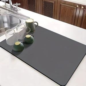 Planet Gates grey / S 30cm*40cm/11.81in*15.75in 1pc, Dish Drying Pad, Espresso Machine Countertop Absorbent Pad, Washstand Drain Mat, Soft Faucet Absorbent Mat, Washstand Cup Mat, Kitchen Accessories, Bathroom Accessories
