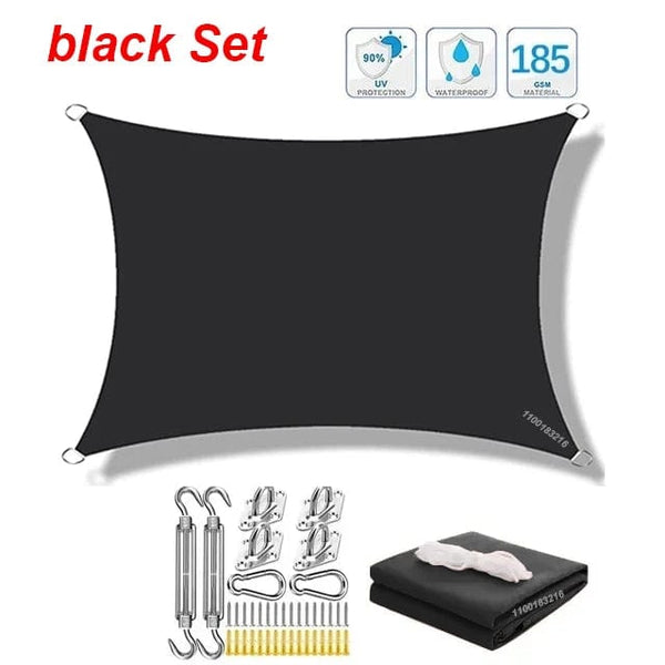 Planet Gates Grey  Set / 200cmx400cm 320D Outdoor Waterproof Sun Shade Rectangular Sun Shade Garden Canopy Courtyard Swimming Shade Beach Car Awning