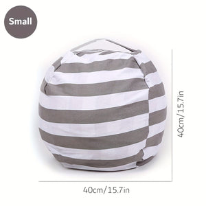 Planet Gates grey / Small Stuffed Animal Storage Bean Bag Chair Cover For Kids | Stuffable Zipper Beanbag For Organizing Children Plush Toys Large Premium Cotton Canvas