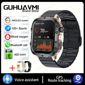 Planet Gates Grey Steel B 2A 2024 New For Xiaomi Military Smart Watch Men IP68 5ATM Outdoor Sports Fitness Tracker 24H Health Monitor 1.96 inch Smartwatches