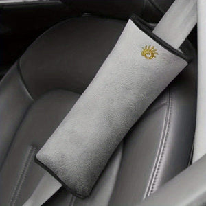 Planet Gates Grey White 1pc Car Seat Belt Cover With Cartoon Cute Insurance Shoulder Cover Lengthened And Thickened Plush Anti-strangle Sleeping Pillow