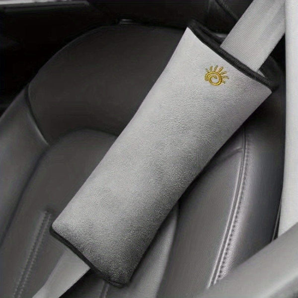 Planet Gates Grey White 1pc Car Seat Belt Cover With Cartoon Cute Insurance Shoulder Cover Lengthened And Thickened Plush Anti-strangle Sleeping Pillow