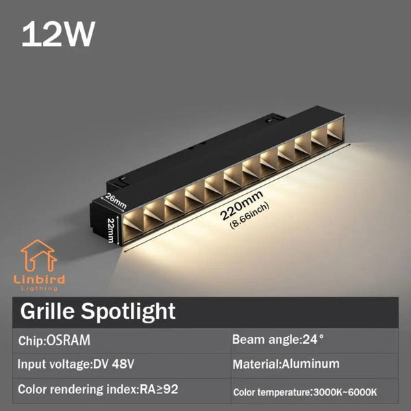 Planet Gates Grille Spotlight 12W / ZIGBEE Smart Magnetic Track Rail Light System Modern Flexible Fixture LED Spotlight DC48V Ceiling Indoor Light Smart Home Lamp Living