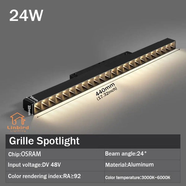 Planet Gates Grille Spotlight 24W / ZIGBEE Smart Magnetic Track Rail Light System Modern Flexible Fixture LED Spotlight DC48V Ceiling Indoor Light Smart Home Lamp Living