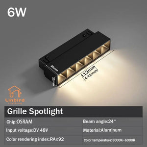 Planet Gates Grille Spotlight 6W / ZIGBEE Smart Magnetic Track Rail Light System Modern Flexible Fixture LED Spotlight DC48V Ceiling Indoor Light Smart Home Lamp Living