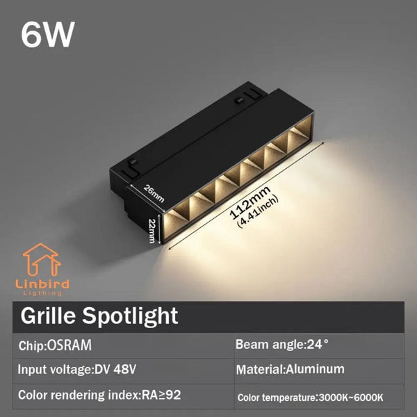 Planet Gates Grille Spotlight 6W / ZIGBEE Smart Magnetic Track Rail Light System Modern Flexible Fixture LED Spotlight DC48V Ceiling Indoor Light Smart Home Lamp Living