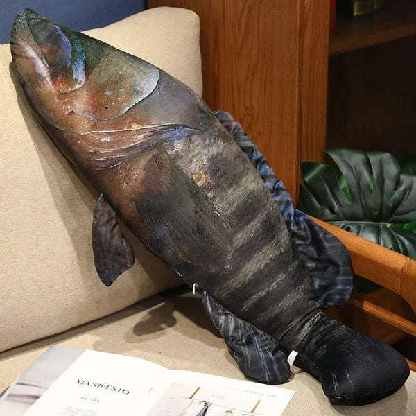 Planet Gates Grouper / 40cm 3D Simulation Fish Plush Toys Stuffed Tuna Salmon Autumn Saury Grouper Plush Pillow Creative Sofa Pillow Cushion Gift Kids Toy