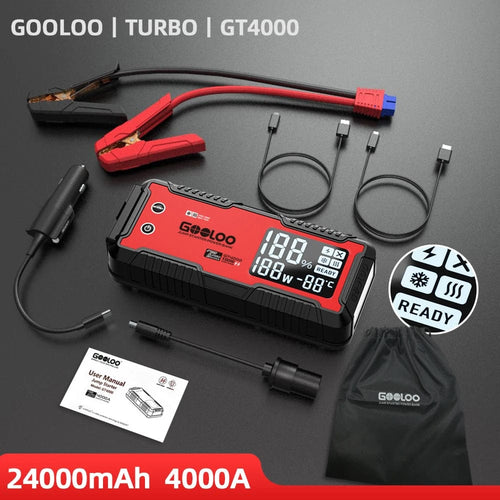 Planet Gates GT4000-RD / canada GOOLOO 12V Car Jump Starter 4000A Car Battery Starter 24000mAh Portable Power Bank Booster Auto Starting Device Emergency Start