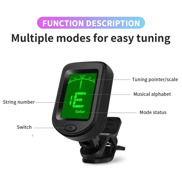 Planet Gates Guitar Tuner For All Instruments Clip on Electronic Tuner for Guitar Bass Ukulele Violin Mandolin Banjo