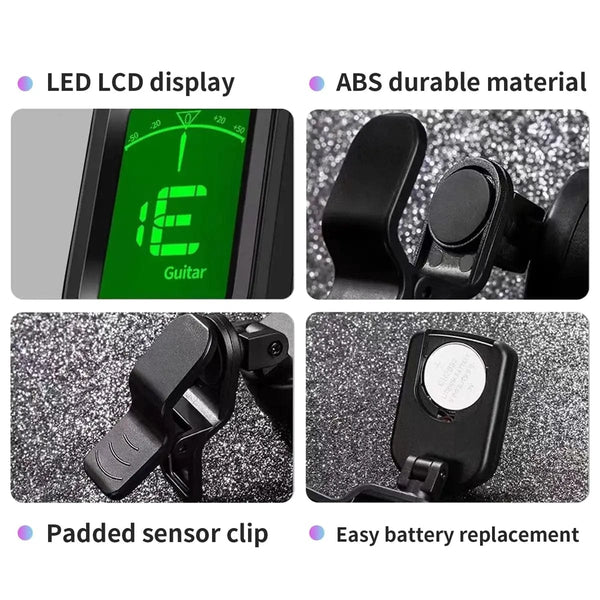 Planet Gates Guitar Tuner For All Instruments Clip on Electronic Tuner for Guitar Bass Ukulele Violin Mandolin Banjo