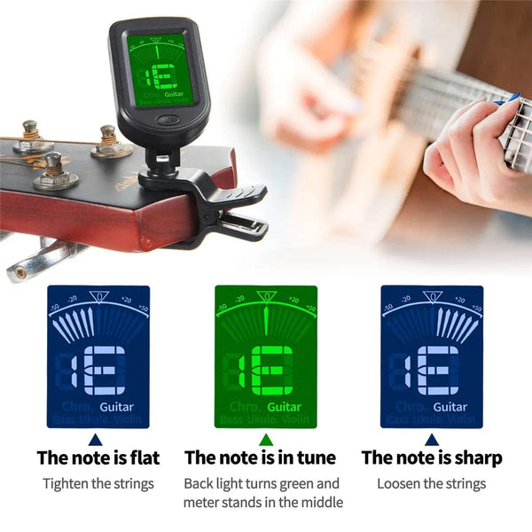 Planet Gates Guitar Tuner For All Instruments Clip on Electronic Tuner for Guitar Bass Ukulele Violin Mandolin Banjo