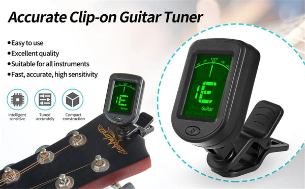 Planet Gates Guitar Tuner For All Instruments Clip on Electronic Tuner for Guitar Bass Ukulele Violin Mandolin Banjo