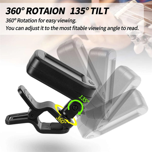 Planet Gates Guitar Tuner For All Instruments Clip on Electronic Tuner for Guitar Bass Ukulele Violin Mandolin Banjo