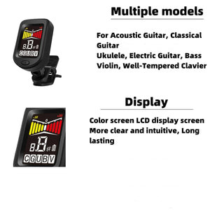 Planet Gates Guitar Tuner For All Instruments Clip on Electronic Tuner for Guitar Bass Ukulele Violin Mandolin Banjo