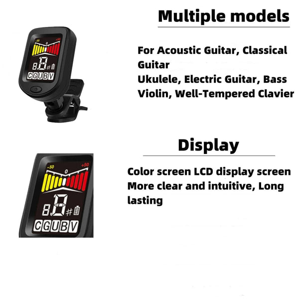 Planet Gates Guitar Tuner For All Instruments Clip on Electronic Tuner for Guitar Bass Ukulele Violin Mandolin Banjo