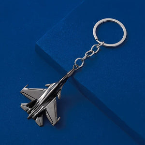 Planet Gates Gun Black Alloy Airplane Model Keychain Air Force Fighter Model Car Key Pendant