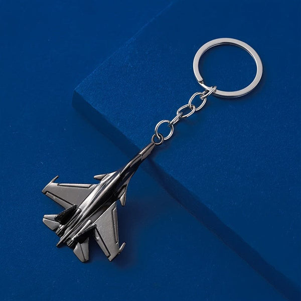 Planet Gates Gun Black Alloy Airplane Model Keychain Air Force Fighter Model Car Key Pendant