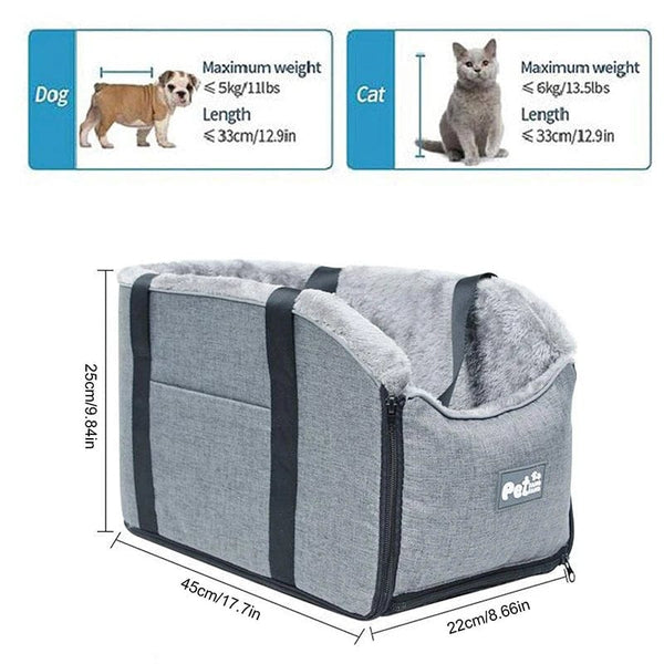Planet Gates GY Pets Safety Seat Box Control Console Pet Nest Travel Portable Pet Dog Car Seat Car Armrest Thicken Plush Box For Small Dog Cat