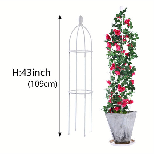 Planet Gates H:43inch 1pc Garden Obelisk Trellis For Climbing Plants Outdoor, Rustproof Plant Support White, 109.22/143.0cm