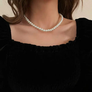 Planet Gates H-8MM Imitation Pearl Trendy Love Heart  Choker Necklace Female Personality Party Fashion Clavicle Collier Colar Perlas Collar Gift