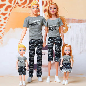 Planet Gates H / CHINA / Doll Set 1/6 Baby Doll Family Doll of 4 People Mom Dad Kids 30cm Doll Kids Toy Full Set With Clothes for Girl Boy Education Birthday Gift
