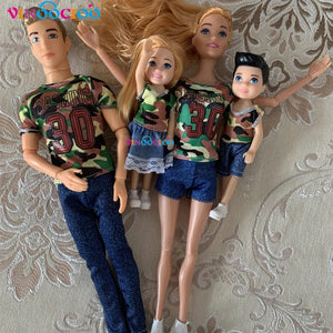 Planet Gates H / CHINA / Doll Set 1/6 Baby Doll Family Doll of 4 People Mom Dad Kids 30cm Doll Kids Toy Full Set With Clothes for Girl Boy Education Birthday Gift