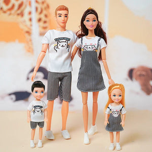 Planet Gates H / CHINA / Doll Set 1/6 Baby Doll Family Doll of 4 People Mom Dad Kids 30cm Doll Kids Toy Full Set With Clothes for Girl Boy Education Birthday Gift