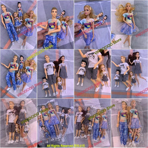 Planet Gates H / CHINA / Doll Set 1/6 Baby Doll Family Doll of 4 People Mom Dad Kids 30cm Doll Kids Toy Full Set With Clothes for Girl Boy Education Birthday Gift