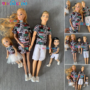 Planet Gates H / CHINA / Doll Set 1/6 Baby Doll Family Doll of 4 People Mom Dad Kids 30cm Doll Kids Toy Full Set With Clothes for Girl Boy Education Birthday Gift