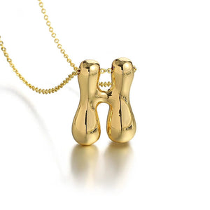 Planet Gates H Greatera Gold Color Chunky Balloon Bubble Initial Letter Pendant Choker Necklaces for Women Custom Personalized Jewelry