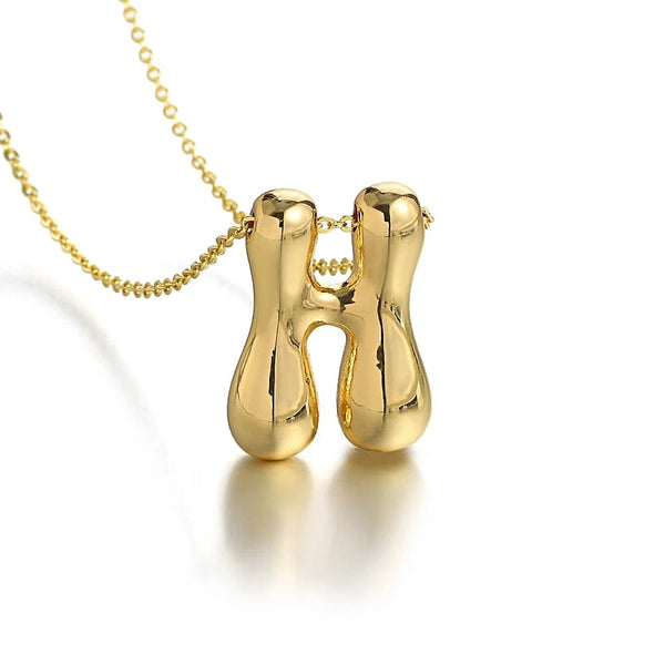 Planet Gates H Greatera Gold Color Chunky Balloon Bubble Initial Letter Pendant Choker Necklaces for Women Custom Personalized Jewelry