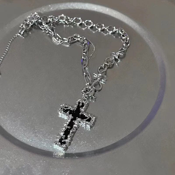 Planet Gates H New Pink Cross Necklaces for Women Y2k Fashion Gothic Couple Jewelry Metal Chains Chokers Pendant Necklace Party Jewelry Gifts