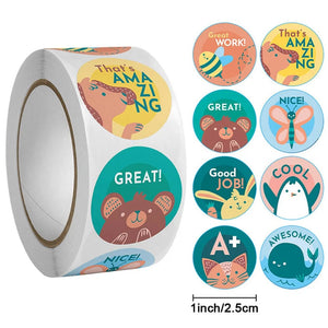 Planet Gates H0718-100pcs 100-500Pcs Cute Cartoon Animals Reward Stickers for Kids School Teacher Supplies Kids Classic Toy Gift Sealing Decor Stationery