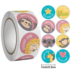 Planet Gates H0720-500pcs 100-500Pcs Cute Cartoon Animals Reward Stickers for Kids School Teacher Supplies Kids Classic Toy Gift Sealing Decor Stationery