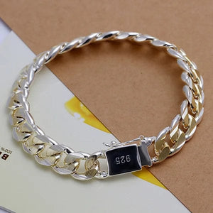 Planet Gates H091 / 20CM Noble 925 Sterling Silver Square Solid Chain Bracelet For Women Men Charm Party Gift Wedding Fashion Jewelry