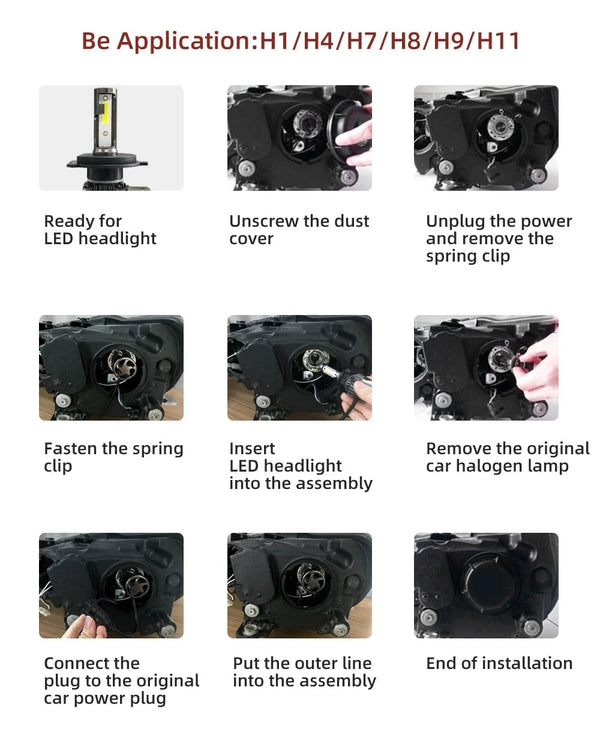 Planet Gates H11 2Pcs 9005 HB3 9006 HB4 30000LM Super Bright H11 H8 H9 LED Canbus No Error 360 Headlight Bulb Auto Lamp 9012 HIR2 LED Head Lights