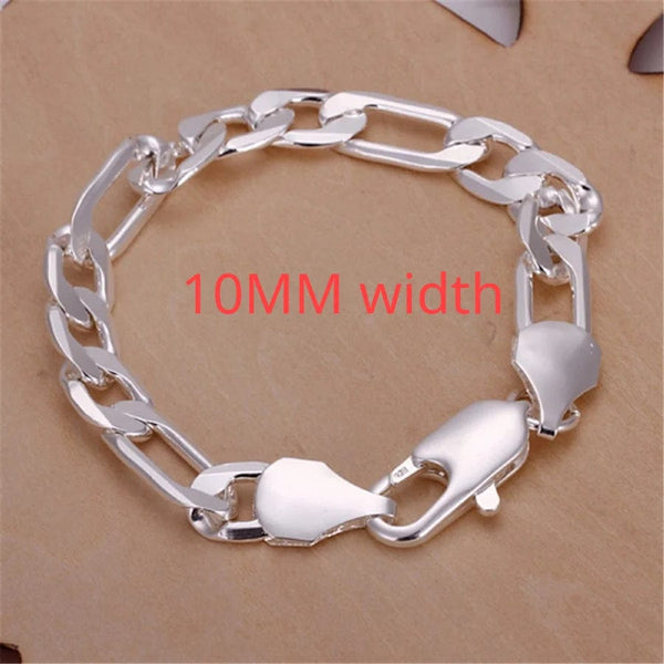 Planet Gates H202 / 20CM Noble 925 Sterling Silver Square Solid Chain Bracelet For Women Men Charm Party Gift Wedding Fashion Jewelry