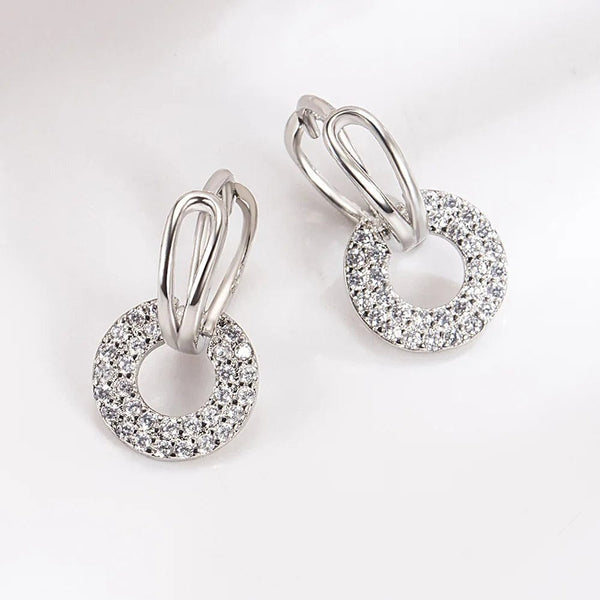 Planet Gates H221-S 925 Sterling Silver Female Luxury Crystal Round Stud Earrings Vintage Wedding Jewelry White Zircon Stone Earrings Wholesale