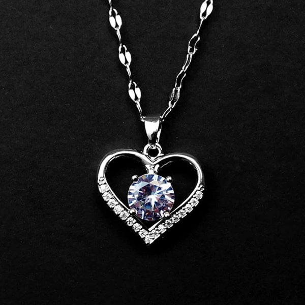 Planet Gates H444 / CHINA Artificial Gems Heart Pendant Necklace for women 2022 Golden Stainless Steel Lips Neck Chain Female Necklaces Jewelry for Girl