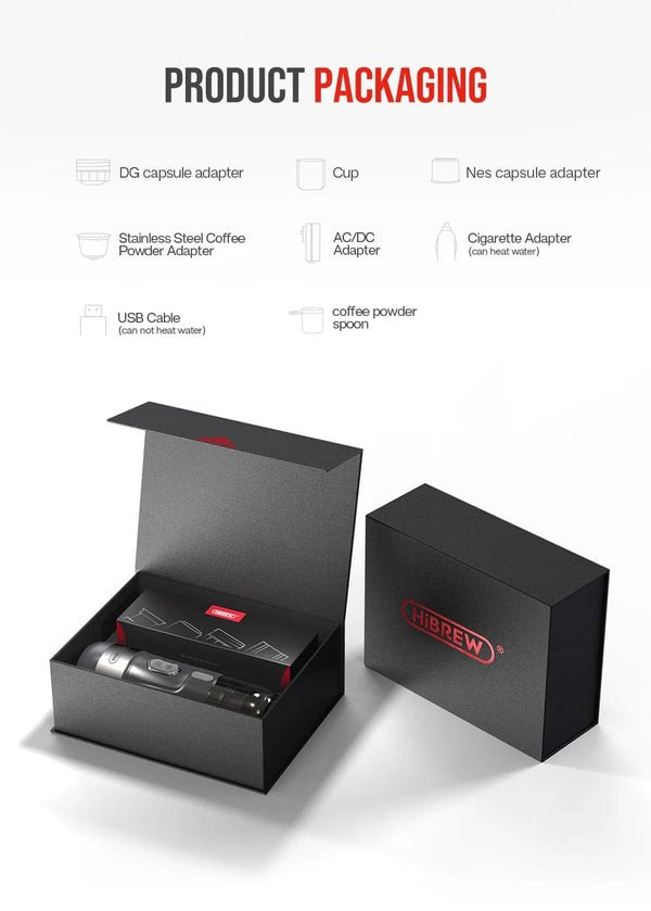 Planet Gates H4A Gift box / CHINA / EU HiBREW Portable Coffee Machine for Car & Home,DC12V Expresso Coffee Maker Fit Nexpresso Dolce Pod Capsule Coffee Powder H4A