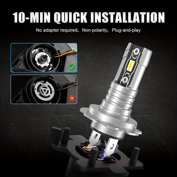 Planet Gates H7 2pcs H7 LED Headlight Bulbs Lamps Canbus 5530 Chips Head Lamp 18000LM 60W 6000K White Super Bright LED Headlight For Car Truck Motorcycle