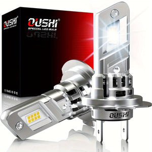 Planet Gates H7 2pcs Mini H7 LED Headlight Turbo LED Bulbs, Super Bright High Power White 6000K, Wireless For Car Head Lamp Fog Lights, With Fan H7 Slim LED 20000LM